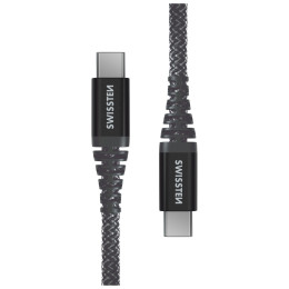 Cable de carga y datos Swissten Kevlar USB-C/USB-C 1,5 m gris oscuro Antracit