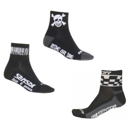 Calcetines de ciclismo Sensor Race Code-Pirate-Chess 3-pack negro Black