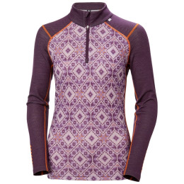 Camiseta funcional de mujer Helly Hansen W Lifa Merino Midw Gra 1/2 Zip violeta Amethyst Star Pixel