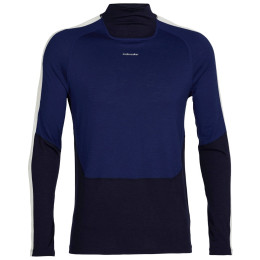 Camiseta funcional de hombre Icebreaker M 200 Sonebula Ls High Neck azul oscuro MidNvy/RoyalNvy/Snow/Cb