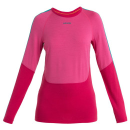 Camiseta de mujer Icebreaker W Mer 200 Sonebula LS Crewe 2023 rosa Elctrnpnk/Tempo/Flxgrn/Cb