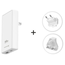 Adaptador Swissten World Travel Charger 45W GaN USB-C + USB-A