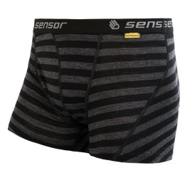 Calzoncillos bóxer para hombre Sensor Merino Active negro/gris Black/TmHeStripes