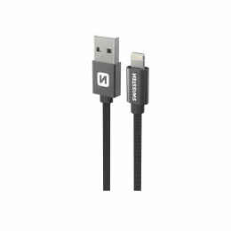 Cable de carga y datos Swissten Textile USB / Lightning 1,2 m negro černá