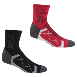 Calcetines de mujer Regatta Ladies 2pk Sock negro/rojo Blk/Cherypnk