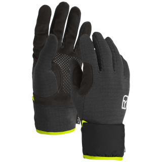 Guantes Ortovox Fleece Grid Cover Glove M negro/amarillo Black Raven