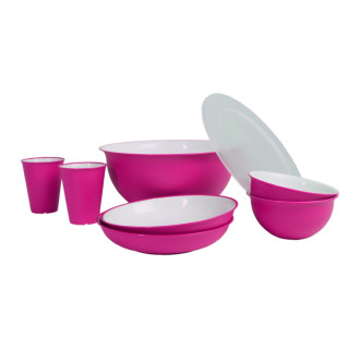 Vajilla Omada Sanaliving Pic-Nic Set 8 rosa Fucsia