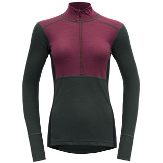 Camiseta funcional de mujer Devold Lauparen Merino 190 Zip Neck Wmn negro/rojo Beetroot/Woods/Ink