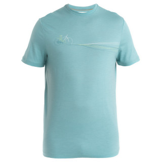 Camiseta de hombre Icebreaker Men Merino 150 Tech Lite III SS Tee Cadence Paths azul claro Cloud Ray