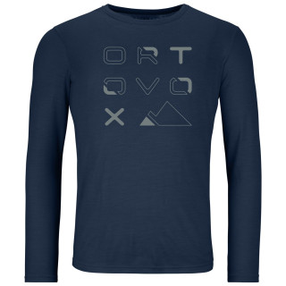 Camiseta de hombre Ortovox 185 Merino Brand Outline Ls M azul deep ocean