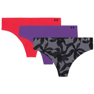 Bragas de mujer Under Armour Pure Stretch NS Nov Thong negro Black Cut Out Floral Print / Lavish / Racer Red