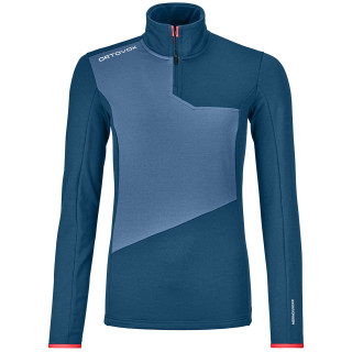 Sudadera de mujer Ortovox Fleece Light Zip Neck W azul petrol blue