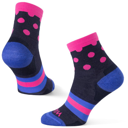 Calcetines Warg Happy Merino W Stripes and Dots azul Navy/Blue