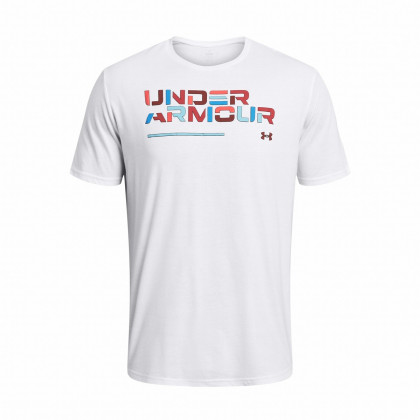 Camiseta de hombre Under Armour Colorblock Wordmark SS blanco White/Black