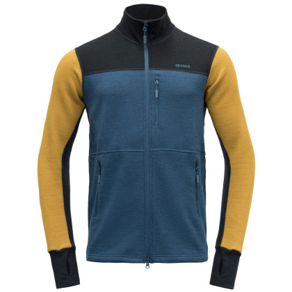 Sudadera funcional de hombre Devold Thermo Wool Jkt Man azul/amarillo Flood/Arrowwood/Ink