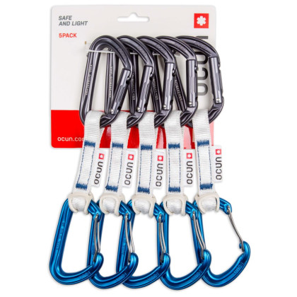 Juego de cintas express Ocún Hawk Qd Combi Bio-Dyn-Ring 15 mm 10 cm 5-Pack azul/gris Blue