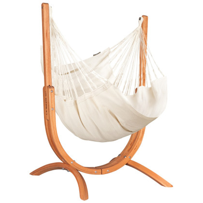 Silla hamaca con soporte La Siesta Udine Organic Latte beige/blanco latte