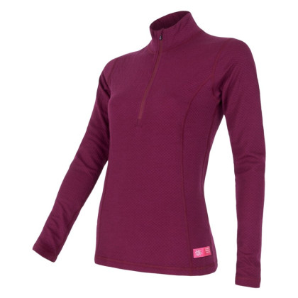 Camiseta funcional de mujer Sensor Merino DF se zipem violeta Lilla