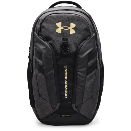 Mochila Under Armour Hustle Pro Backpack gris/negro Black Medium Heather / Black / Metallic Gold