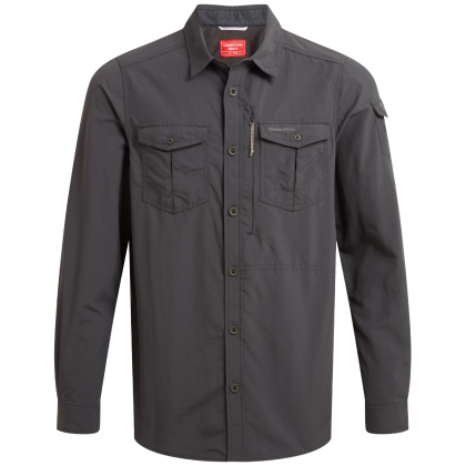 Camisa de hombre Craghoppers NosiLife Adventure Long Sleeved Shirt III negro Black Pepper