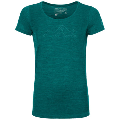 Camiseta funcional de mujer Ortovox W's 150 Cool Mountain Face TS verde PacificGreenBlend