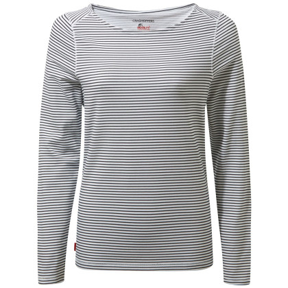 Camiseta de mujer Craghoppers NL Erin LS Top blanco/gris BlueNavy Str