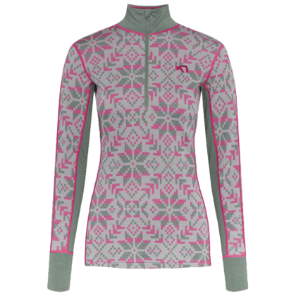 Sudadera funcional de mujer Kari Traa Else Half Zip Baselayer beige/verde SAGE