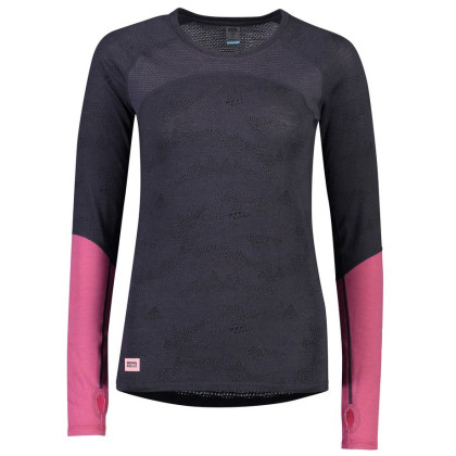 Camiseta funcional de mujer Mons Royale Bella Tech LS gris/rosa IronMicro/Rosewood