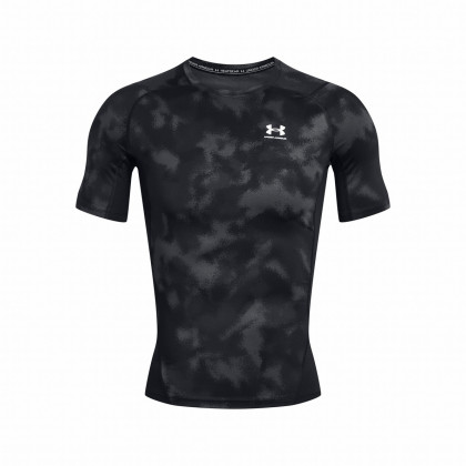 Camiseta funcional de hombre Under Armour HG Armour Printed SS negro/gris Black/White