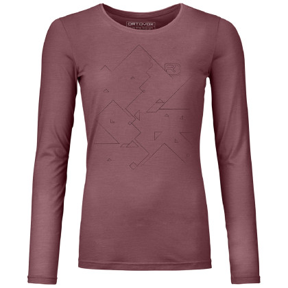 Camiseta de mujer Ortovox 185 Merino Tangram Ls W rosa mountain rose