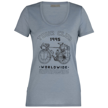 Camiseta de mujer Icebreaker TechLite SS Scoop TourClub1995 gris Gravel