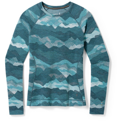 Camiseta funcional de mujer Smartwool W Classic Thermal Merino BL Crew Boxed azul Twilight Blue Mtn Scape