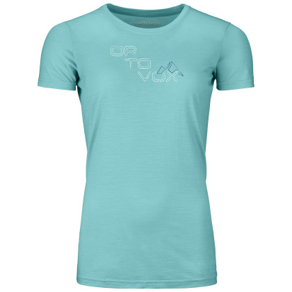 Camiseta de mujer Ortovox 185 Merino Tangram Logo Ts W azul ice waterfall