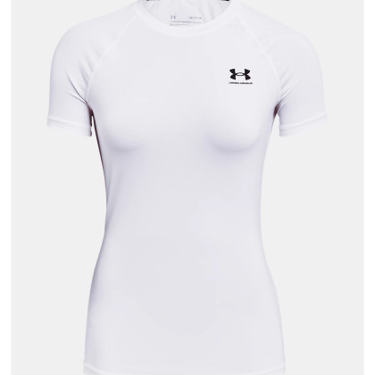 Camiseta funcional de mujer Under Armour HG Authentics Comp SS blanco White/Black