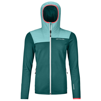 Sudadera de mujer Ortovox Fleece Plus Hoody W verde pacific green