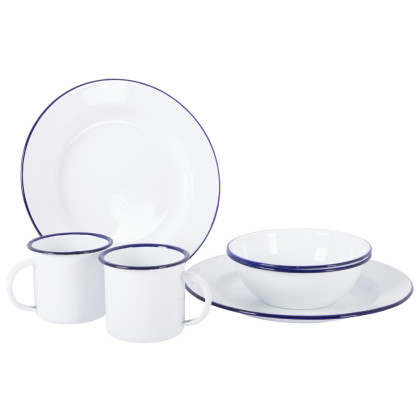 Vajilla Bo-Camp Tableware enamel 6 pcs blanco/azul Blue