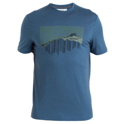 Camiseta de hombre Icebreaker Men Merino 150 Tech Lite III SS Tee Pinnacle Grid azul Dawn