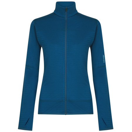 Sudadera funcional de mujer Icebreaker Women Merino Blend 300 RealFleece™ Descender LS Zip azul Atlantis