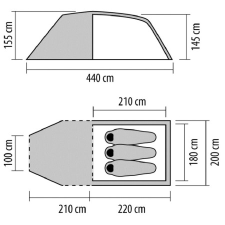 Tienda de campaña para 3 personas Coleman Chimney Rock 3 Plus