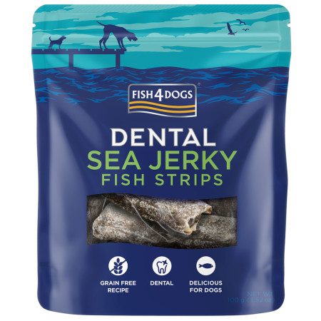 Golosinas para perros Fish4Dogs Dental Sea Jerky Fish Strips 100g