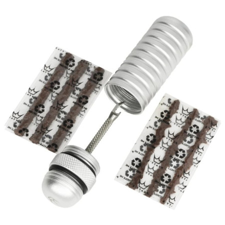 Juego de reparación Peaty´s Holeshot Tubeless Puncture Plugger plata Silver