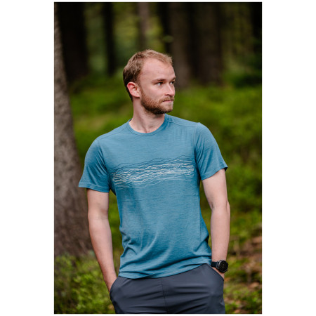 Camiseta de hombre MOOA Merino Lyolite Waves 150 Short