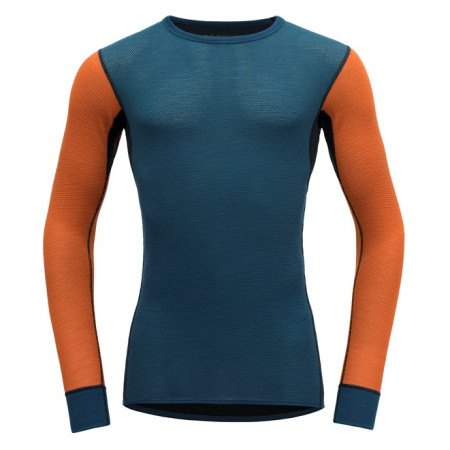 Camiseta de hombre Devold Wool Mesh Man Shirt azul/naranja Flame
