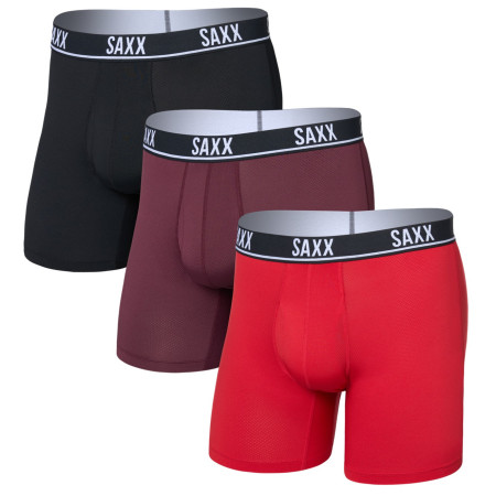 Calzoncillos bóxer para hombre Saxx Essential Perform Mesh Boxer Brf Fly 3Pk rojo classic red/maroon/black
