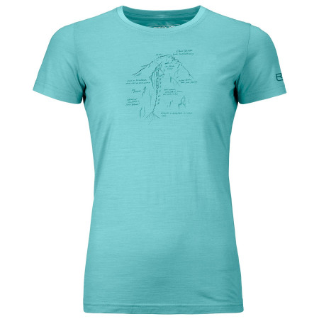Camiseta funcional de mujer Ortovox W's 120 Tec Lafatscher Topo T-Shirt azul Ice Waterfall