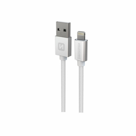 Cable de carga y datos Swissten Textile USB / Lightning 1,2 m plata stříbrná