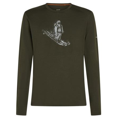 Camiseta funcional de hombre Icebreaker Men Merino 200 Oasis LS Crewe SkiingYeti verde oscuro Dk Loden