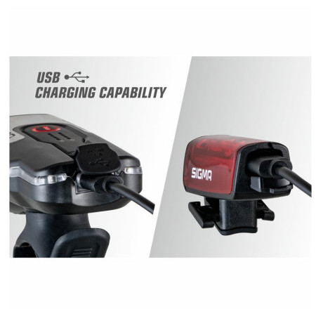 Luz delantera / trasera Sigma Aura 80 USB + Blaze