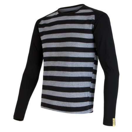 Camiseta funcional de hombre Sensor Merino Wool Active manga larga negro/gris BlackStripes