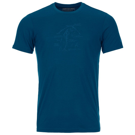 Camiseta funcional de hombre Ortovox 120 Tec Lafatscher Topo T-Shirt azul Petrol Blue